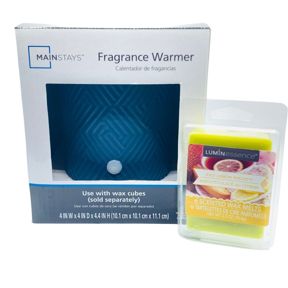 Fragrance Warmer Navy Blue Mainstays‎ Use With Wax Cubes + 6 scented wax cubes